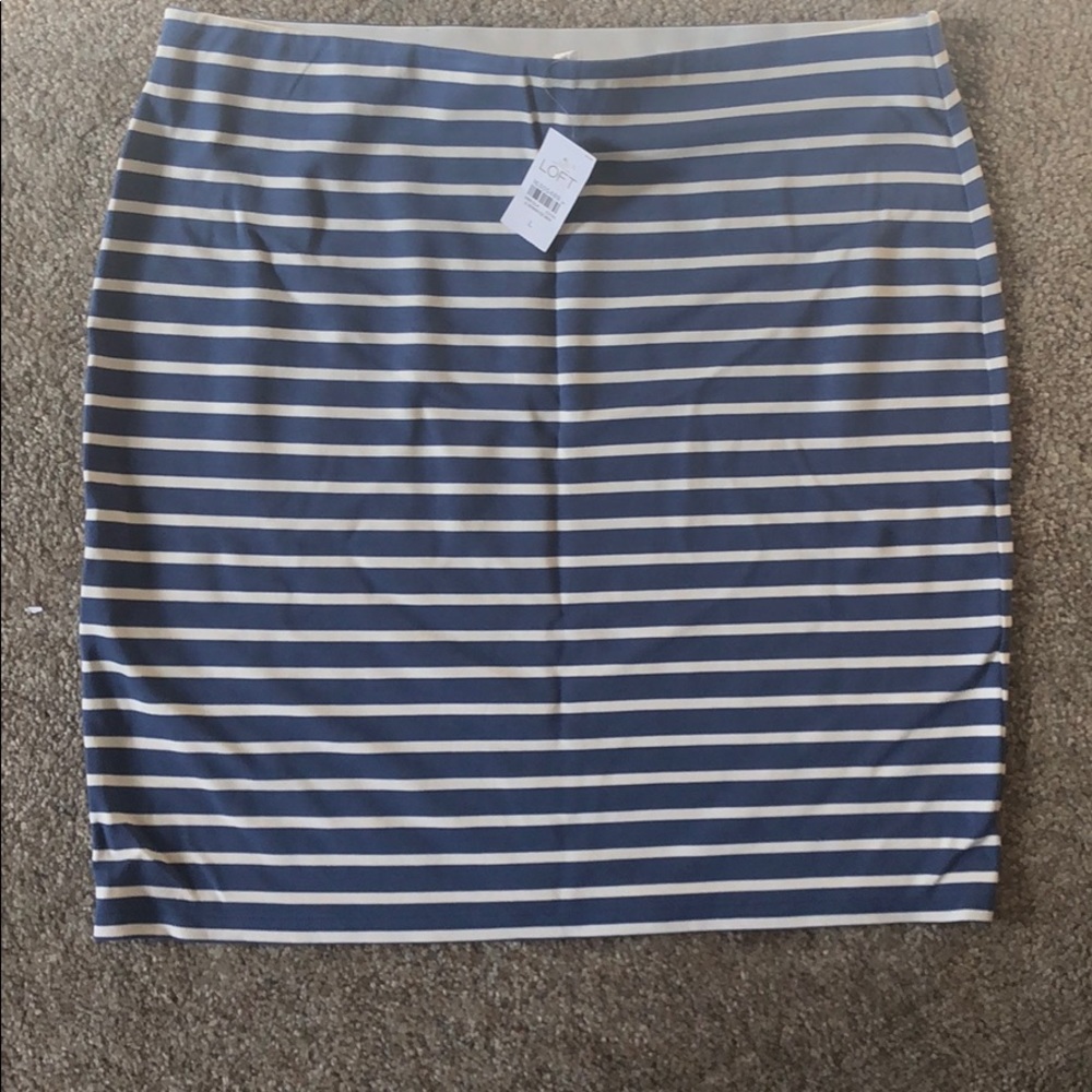 NWT loft white/blue large pencil skirt
